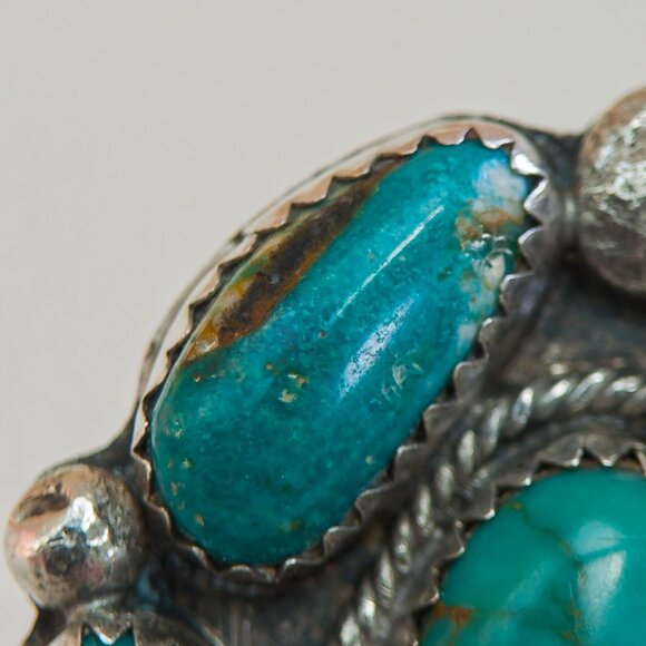 Sterling Multi-Stone Turquoise Cluster Ring — Size 10.25 - Picture 11 of 14